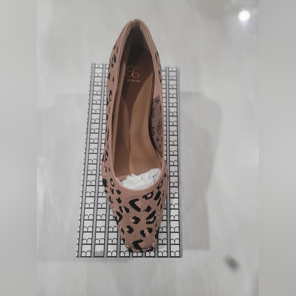 Joy Island Black and Brown Leopard Knit Heeled
